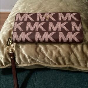 Michael Kors Continental Red and Pink Wristlet Wallet